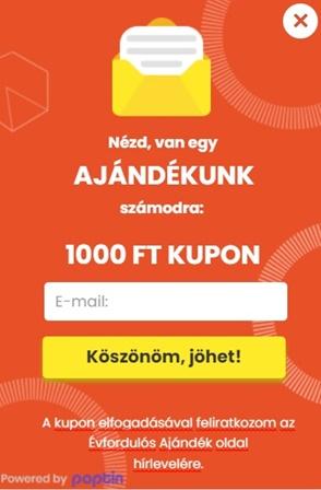Évfordulós Ajándék - 1000 forintos kedvezménykupon